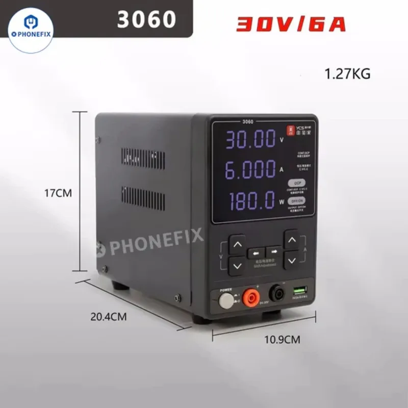 YCS 3060 180 واط 30 فولت 6A تيار مستمر محطة إمداد الطاقة للهاتف اللوحة الأم PCB بطاريات ماس كهربائى اختبار إصلاح كشف مقياس التيار الكهربائي