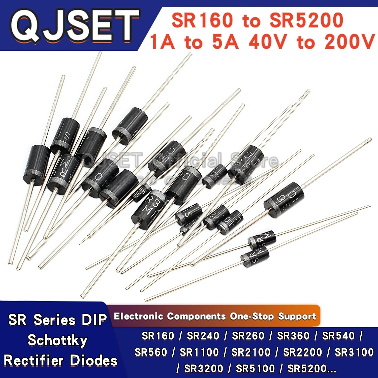 20pcs SR160 SR240 SR260 SR360 SR540 SR560 SR1100 SR2200 SR2100 SR3100 SR3200 SR5100 SR5200 Schottky Barrier Diode 1A 2 3 5A 100V