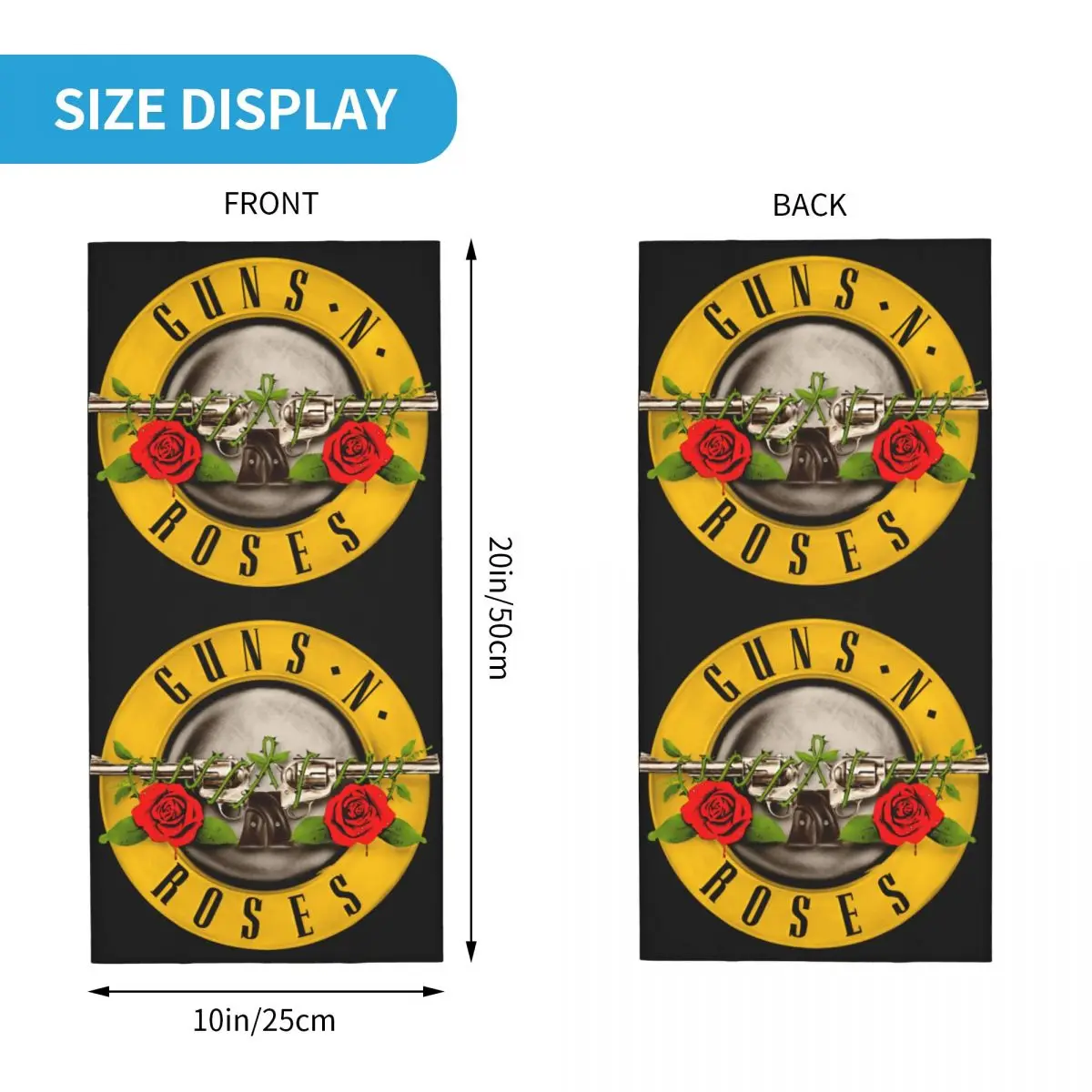 Guns-N-Roses-Logo Bandana Neck Cover Printed Balaclavas Face Mask Scarf Headwear Hiking for Men Women Adult Windproof