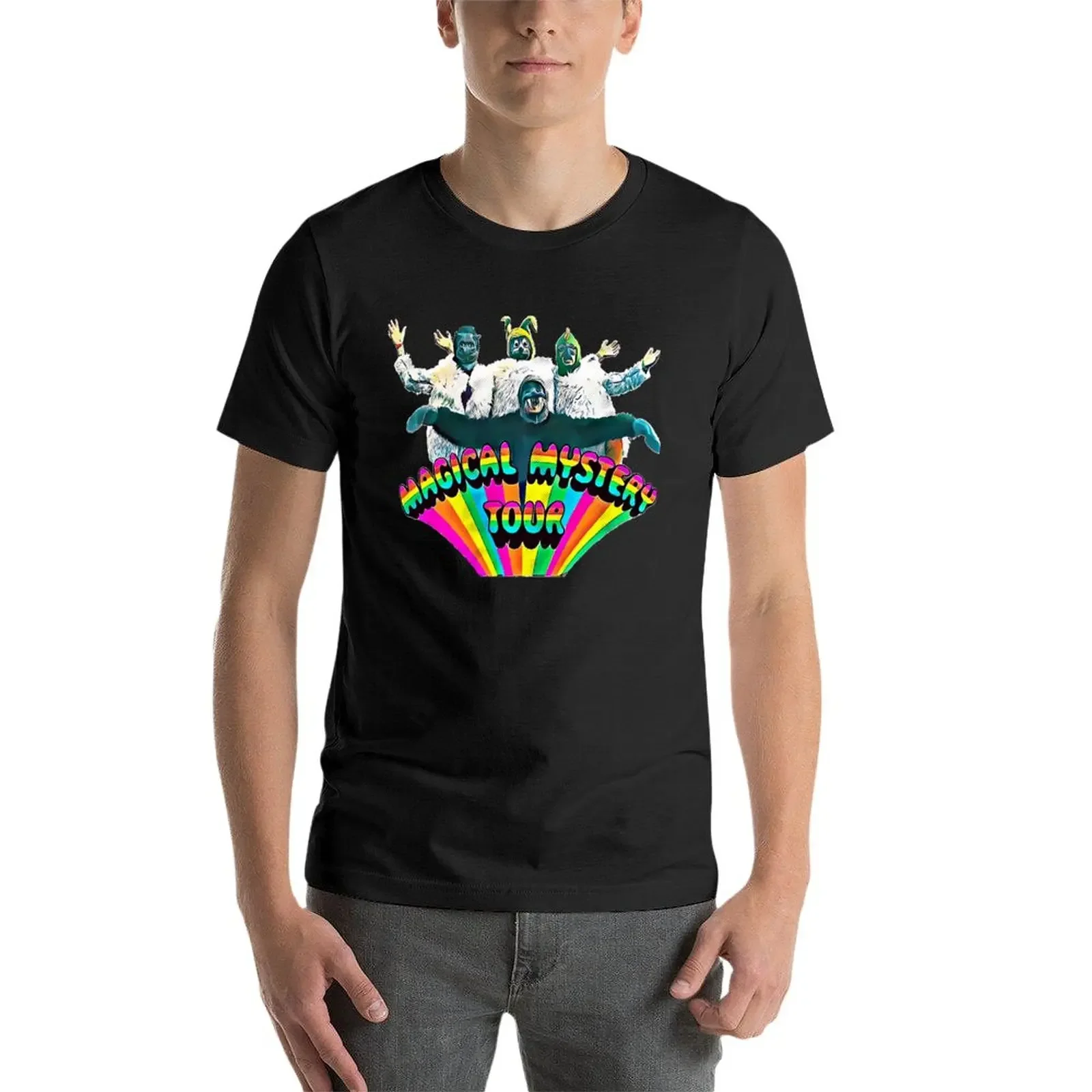 เสื้อยืดแขนสั้นสำหรับผู้ชายปกอัลบั้มทัวร์ลึกลับสุดวิเศษเสื้อยืดสีดำประเสริฐ