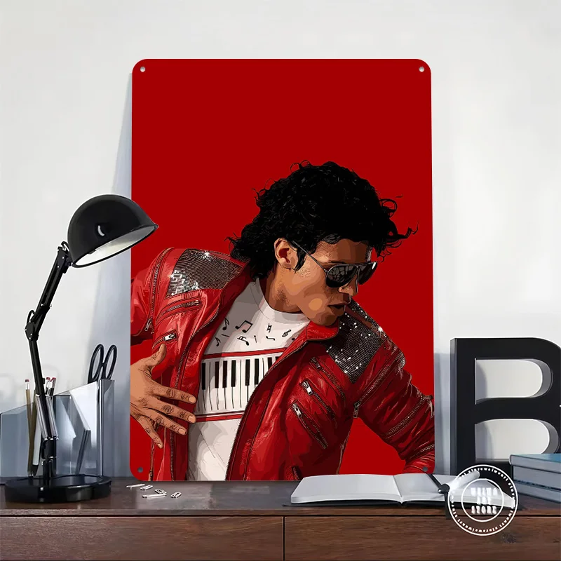 Michael Jackson Red Jacket 3D Texture Metal Poster Customized Wall Art Tin Sign Gift for Mancave Decoration Room Ornaments Decor