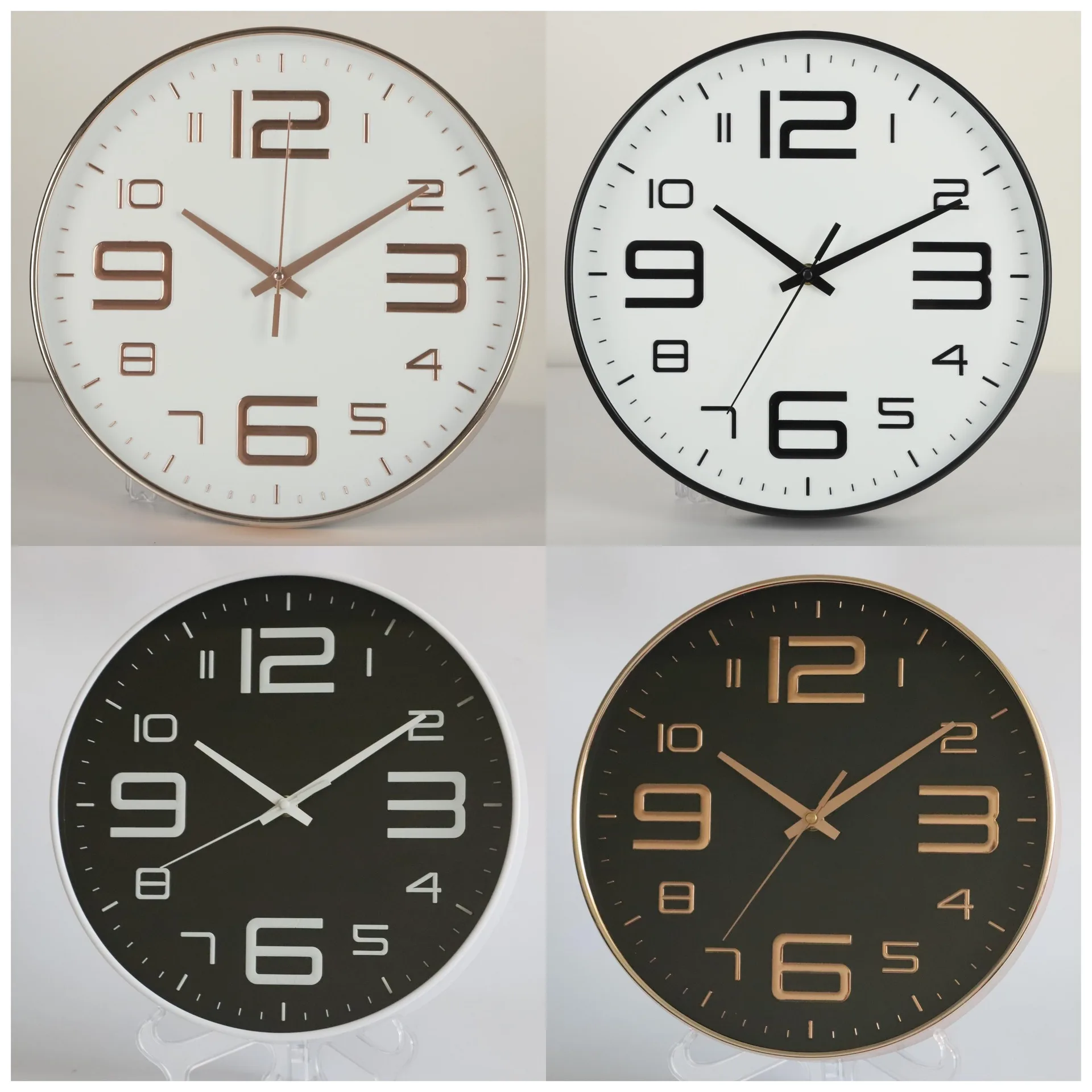 

【 12 inch 30CM 】 Silent wall clock creative fashion home living room three-dimensional digital minimalist watch wholesale