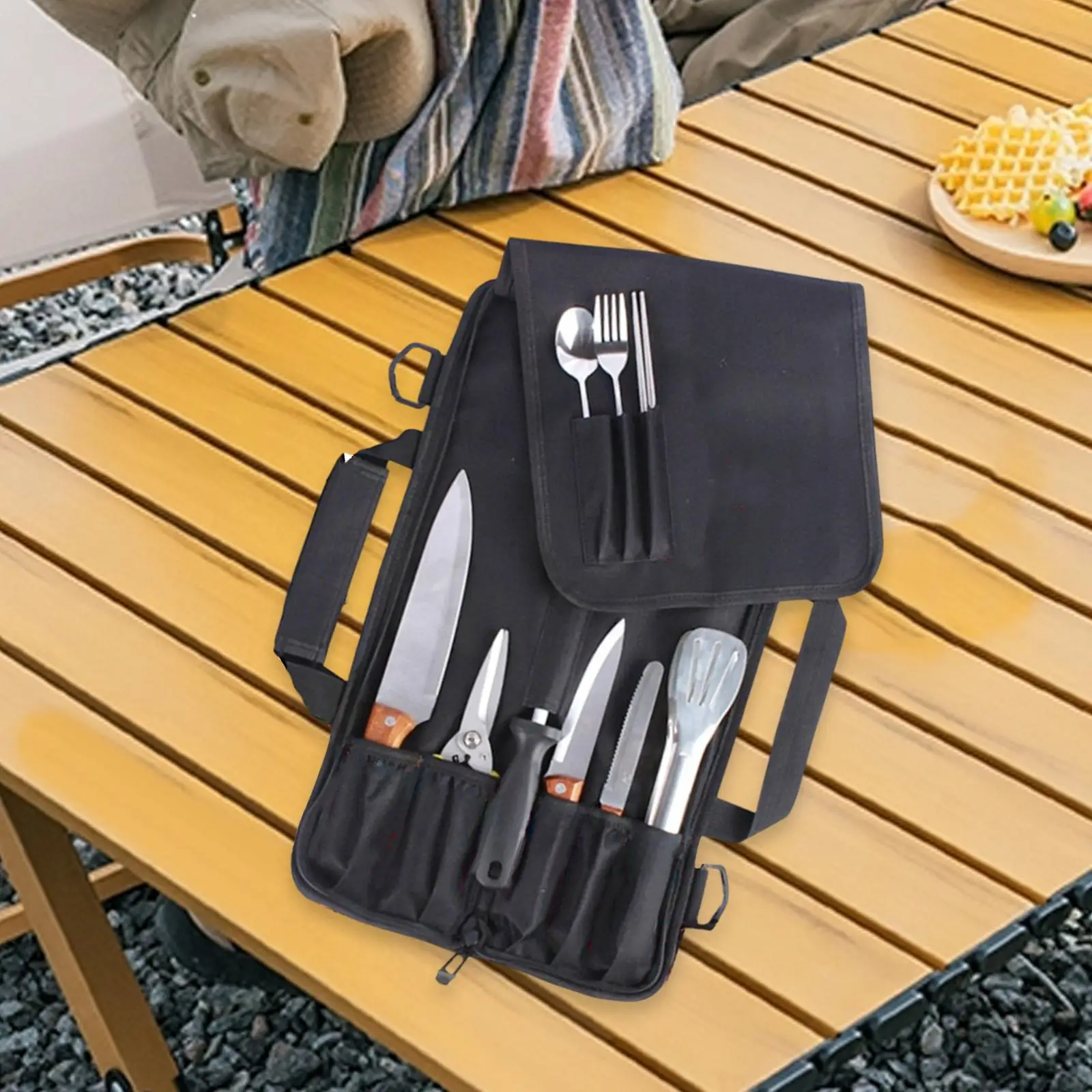 Knife Roll Foldable Stain Resistant Large Capacity protected Pouch for Outdoor Activities Fishing Travel Backpacking Camping