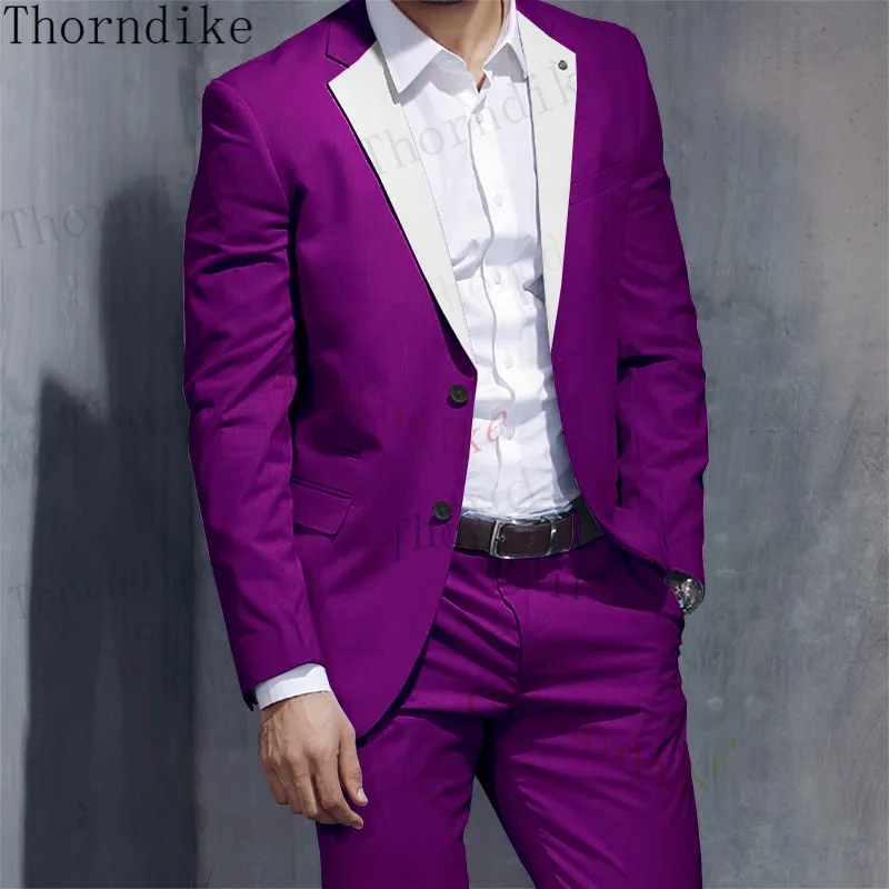 

Thorndike Purple Pants Suit For Wedding Party Fashion Men's Casual Business Suit 2 Pieces Set Slim （Jacket+Pants）