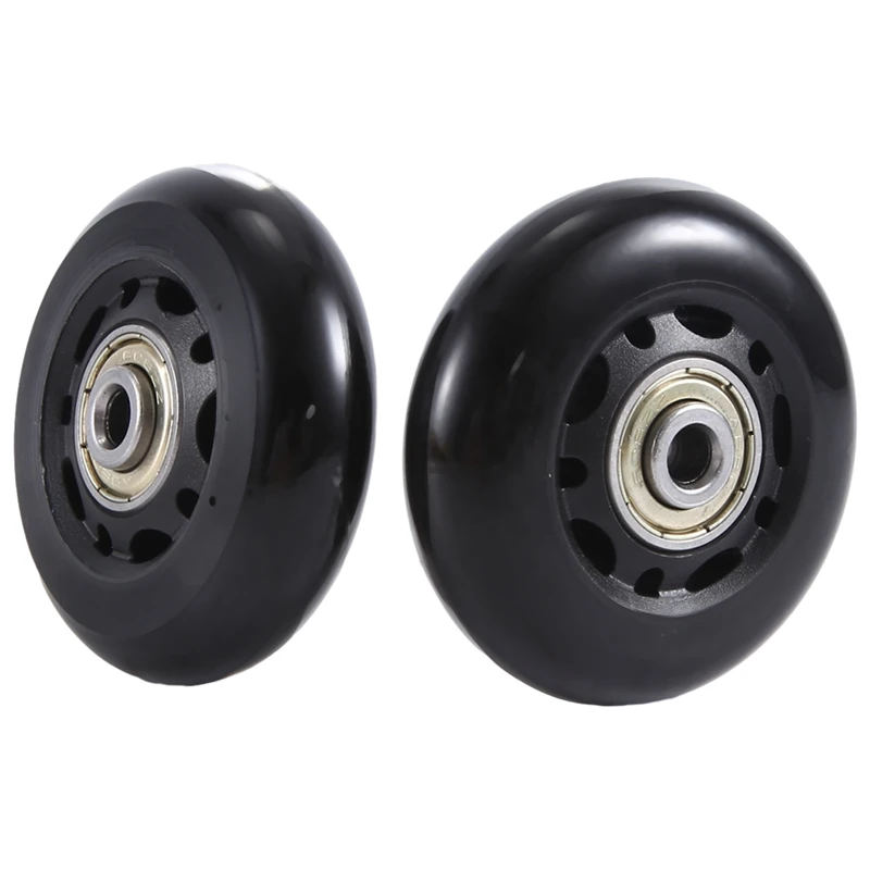 Set Of 2 Luggage Suitcase Replacement Wheels Swivel Caster Wheels Black Bearings Repair Kits