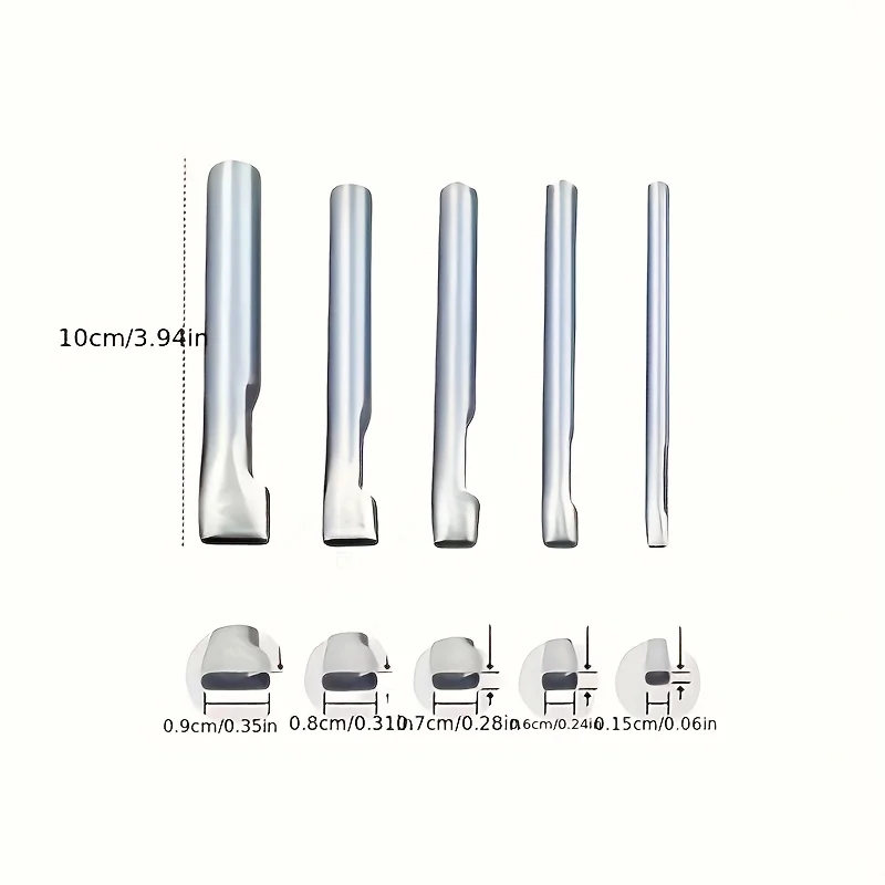 5pcs Leather Oblong Belt Hole Puncher Oval Hole Strap Watch Band Flat Punches Heavy Duty Hollow Punch DIY Leather Craft Tools
