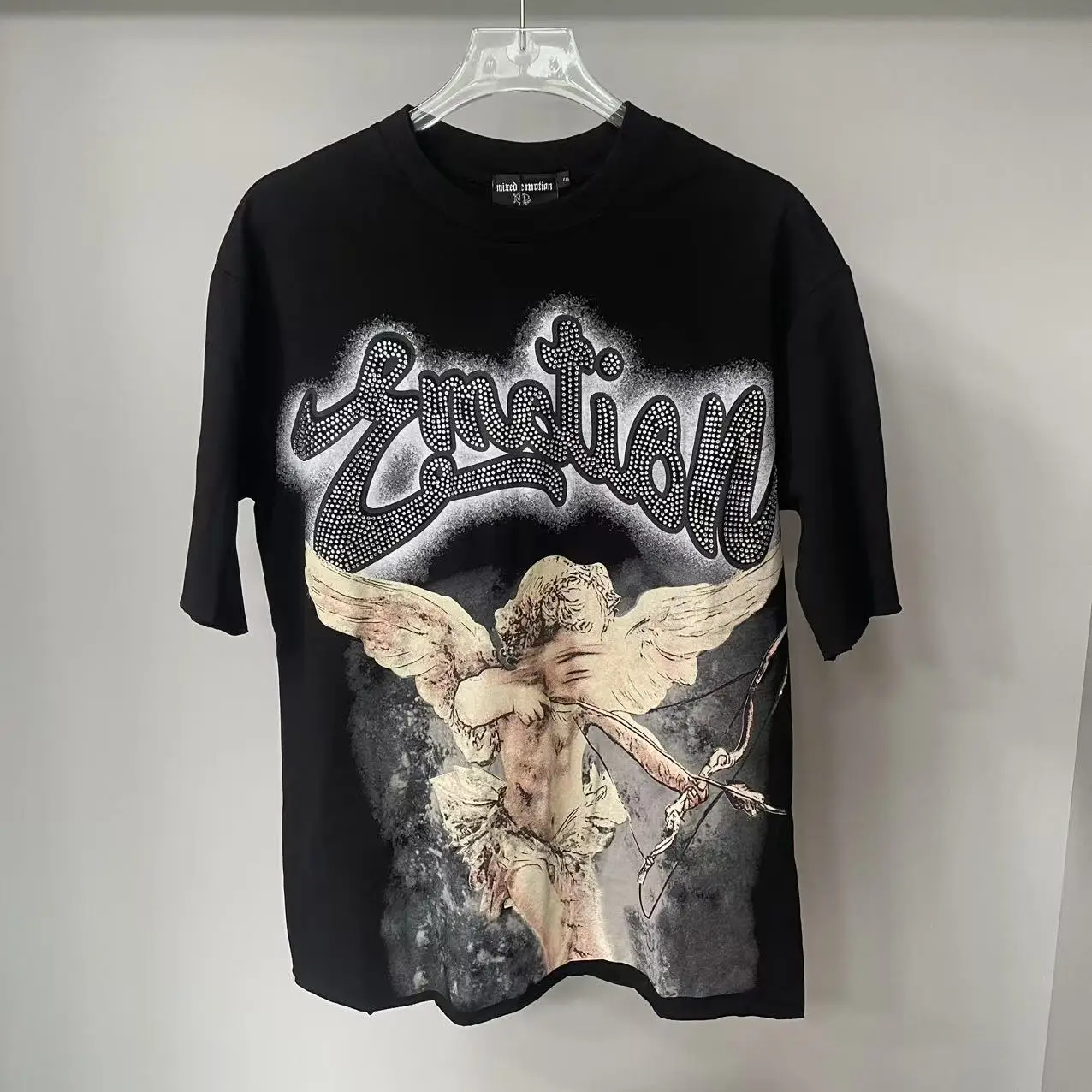 

Fashion Men's T-shirts Street Retro Mixed EMOTION Cupid Print Hot Stamping T-shirts Designer Brand Men's Loose T-shirts
