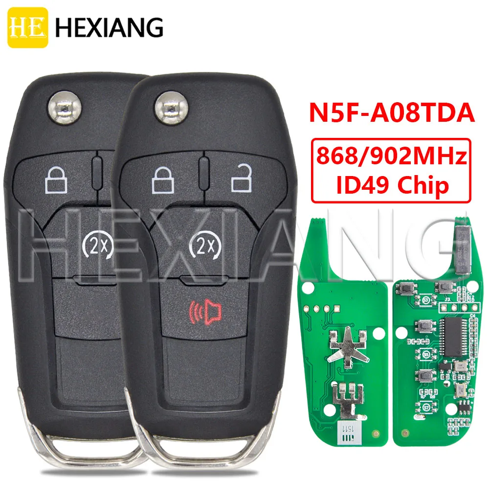 

HE N5F-A08TDA ID49 Chip 868MHz 902MHz Replacement Car Remote Flip Key For Ford Ranger Raptor F150 F250 F350 F450 F550