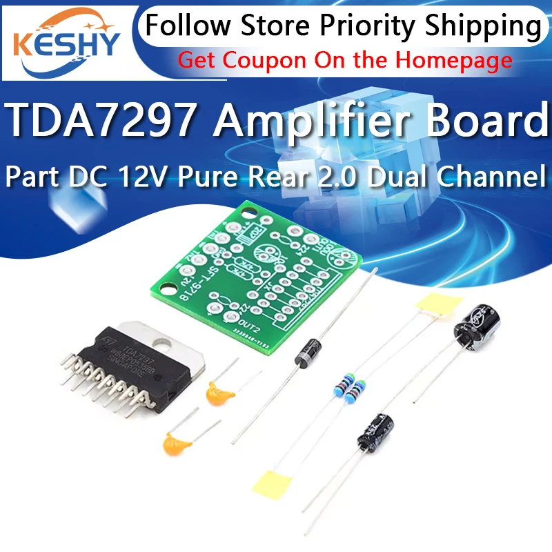 TDA7297 Power Amplifier Board Parts DC 12V Pure Rear 2.0 Dual-Channel 15W+15W Electronic DIY kit