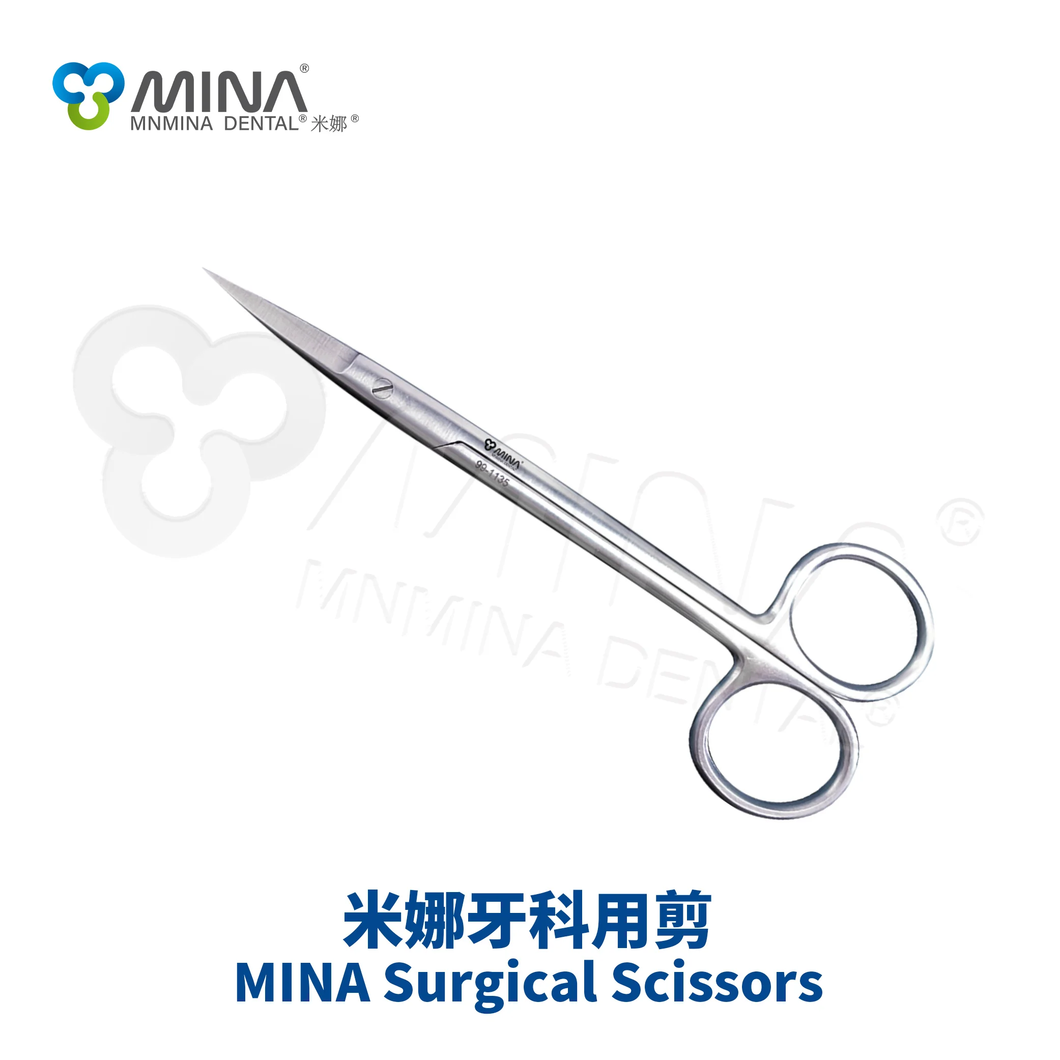 MINA Korean Import Manual Dental Stainless Steel Bent Surgical Scissors Curved for Dentist