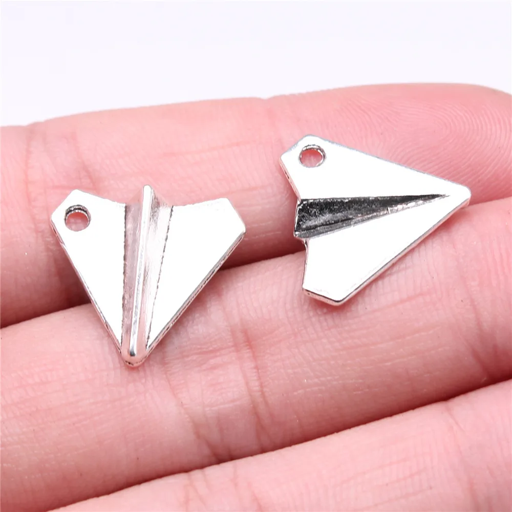 WYSIWYG 10pcs 18x17mm 2 Colors Antique Silver Color Antique Gold Color Paper Airplane Charms For DIY Jewelry Making