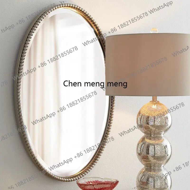 European smart bathroom mirror retro makeup mirror American bathroom oval light luxury French