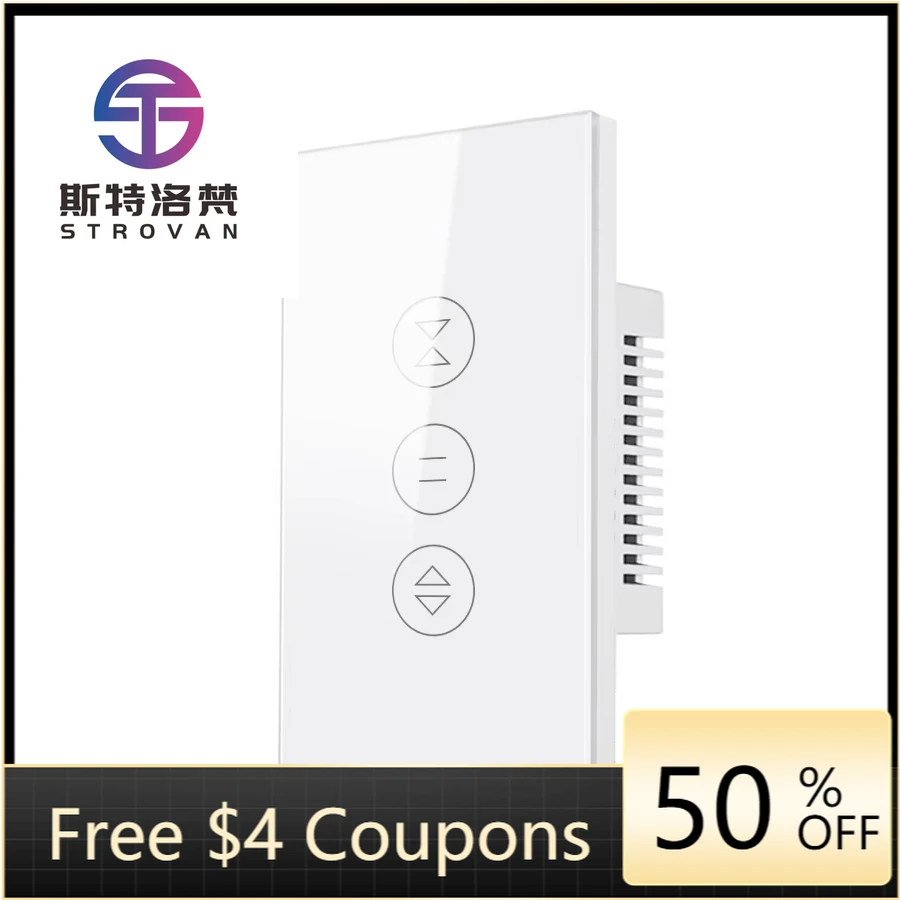 

STLF for Tuya Wifi Smart Curtain Switch Alexa Controlled 16A Max. Durable ABS PC Glass for Home Use Garage Control Smart Switch