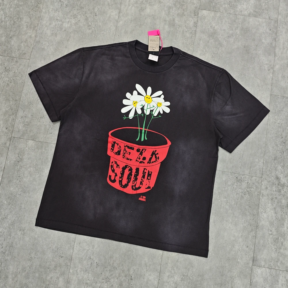 Yao Fashion Saint OF Michael 25SS Vintage Casual Baggy Cotton Short Sleeve Tee Tops Streetwear Cartoon Oversize T Shirt For Men