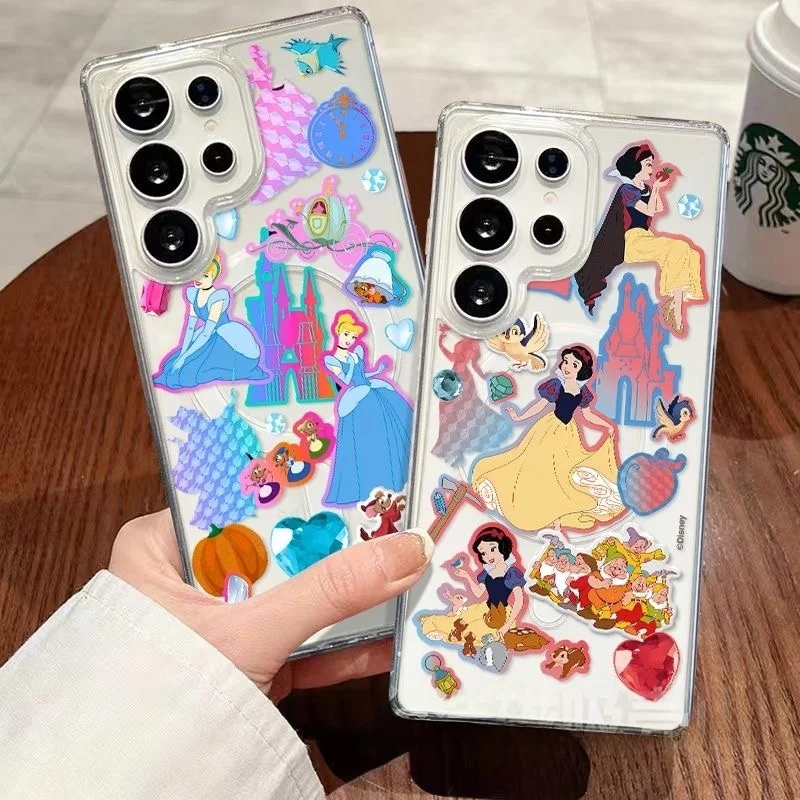 

Cute Princess Alice Sleepy Doc Grumpy Dopey Magsafe Wireless Charge Case For Samsung S22 S23 S22 S24 S25 Ultra Plus Cover