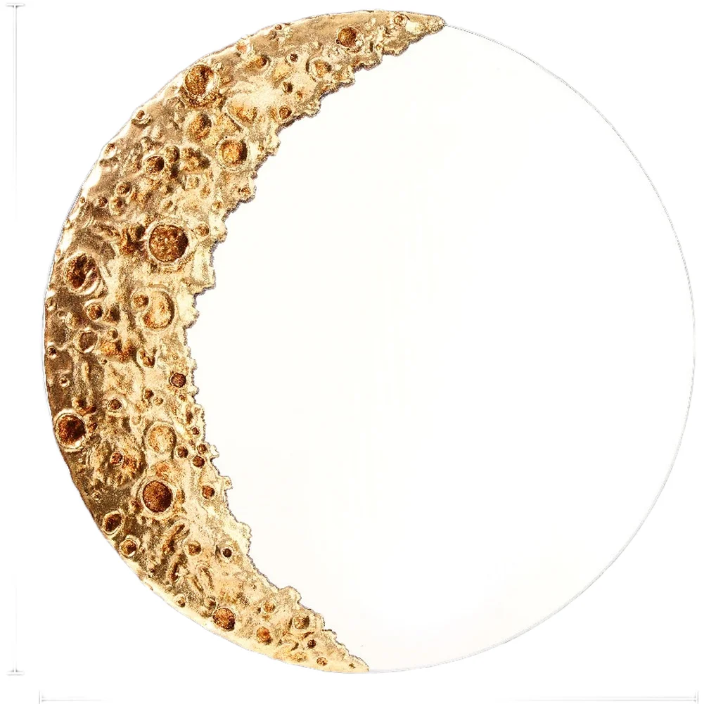 Living Room Decor Moon Mirror Lunar Hanging Figurine Silver,White,Gold Realistic Lunar Details Lightweight Resin