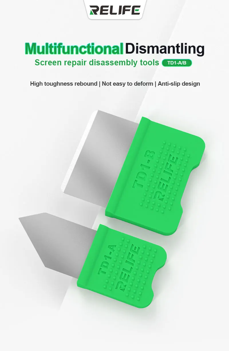 RELIFE TD1-A TD1-B Bildschirmrahmen-Demontageklingen-Set für Handy, Tablet, keine Verformung, rutschfestes Chip-CPU-Verzinnungswerkzeug – Detail 1