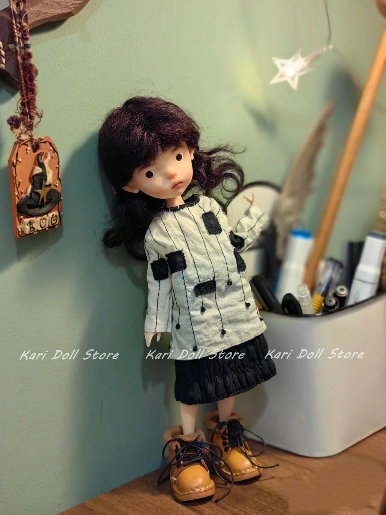 Kari Doll Clothes and skirts Tea dyed black and white pairing for Landazz Landoudou Doll