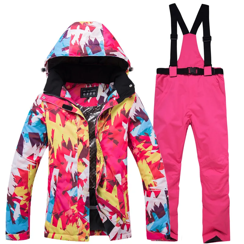 Women\'s Colorful Snow Suit Wear, Snowboard Clothing, Waterproof Costumes, Outdoor Ski Jacket, Strap Pants, Bibs, Winter, Fashion