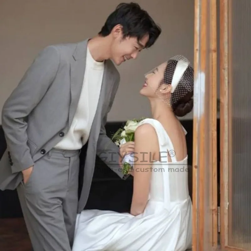 ชุดแต่งงานแบบเรียบง่ายสไตล์สลิงแฟชั่นจาก GIYSILE รุ่นใหม่ปี 2026 ทรงเอไลน์ผ้าซาตินประดับโบว์ ชุดราตรีสำหรับผู้หญิง ดีไซน์หรูหรา