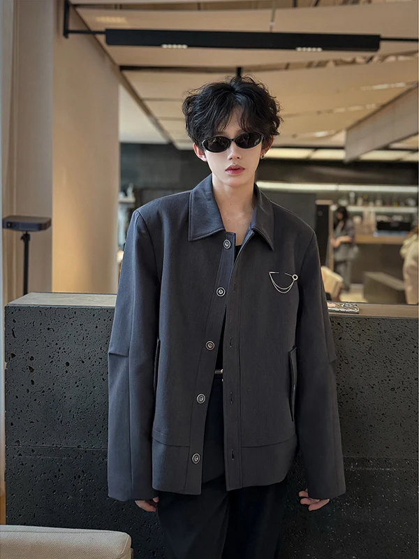 

Мужской пиджак с деконструированными плечевыми накладками, весенняя новинка, элегантный, премиум-класса, Cleanfit, короткий топ