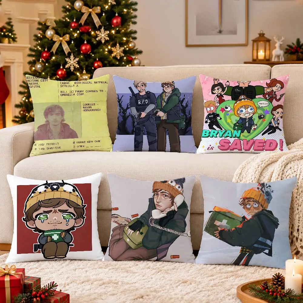 FOR Resident Evil Bryan Movie 2026 Custom Pattern Square Pillowcase Print Throw Cushion Cover Soft Fabric Pillow Cover Home