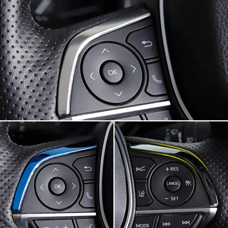 

For Toyota Camry 70 XV70 2018~2023 Hybrid Car Steering Wheel Panel Sequins Sticker Button Cover Kit Decorative Strip Accessories