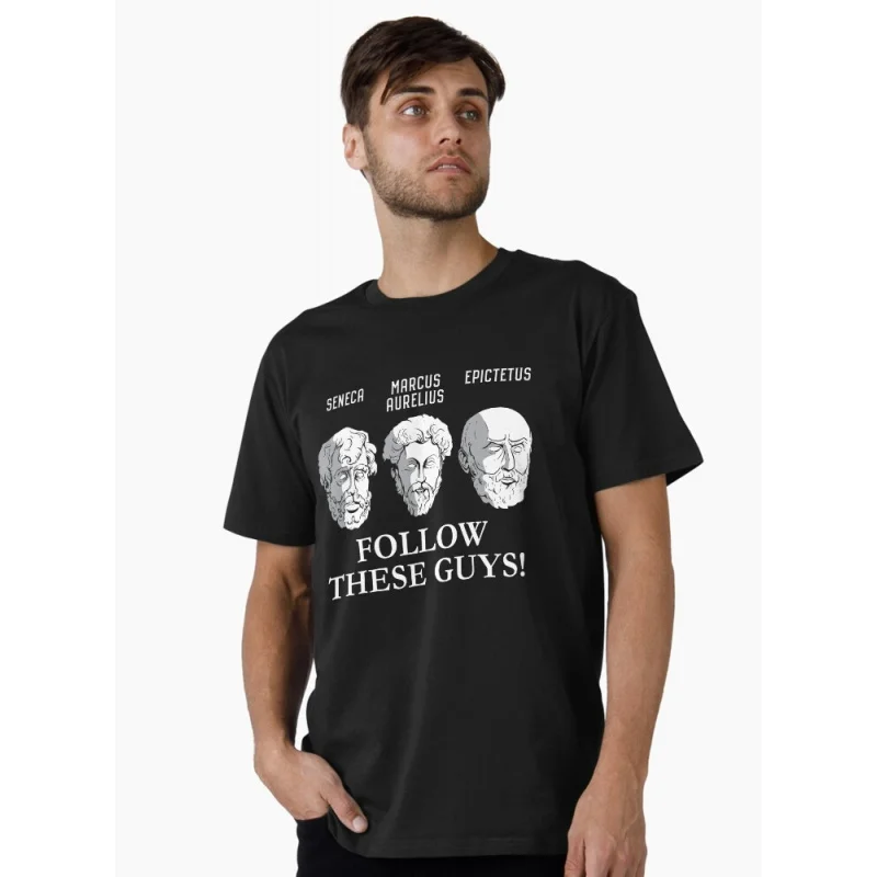Stoics Seneca Marcus Aurelius Epictetus Stoic Philosophers Busts t shirt 100% cotton printed Graphic Clothes Large size Tops
