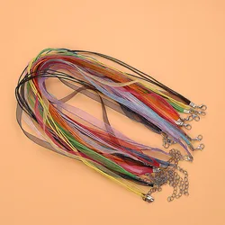 5PCs 12Color Organza Ribbon Waxen Cords Lobster Clasp Necklaces 43.2cm 17Inch High Quality Fine DIY Jewelry Fashion Findings HOT