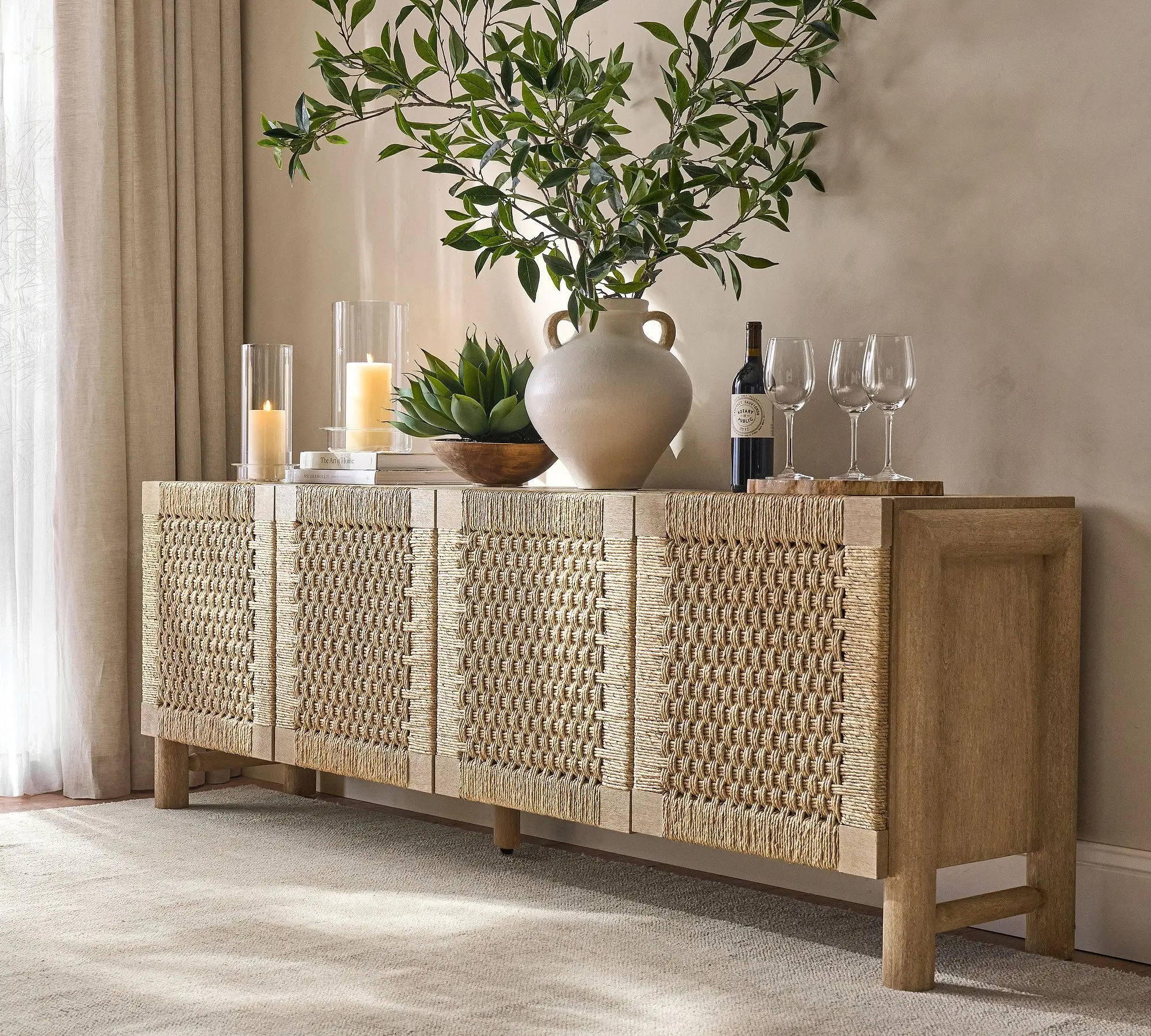 *Modern Luxury Seadrift Finish Solid Meranti Wood Sungkai Veneers Anti Warp Anti Tip Stable Structure Console Tables
