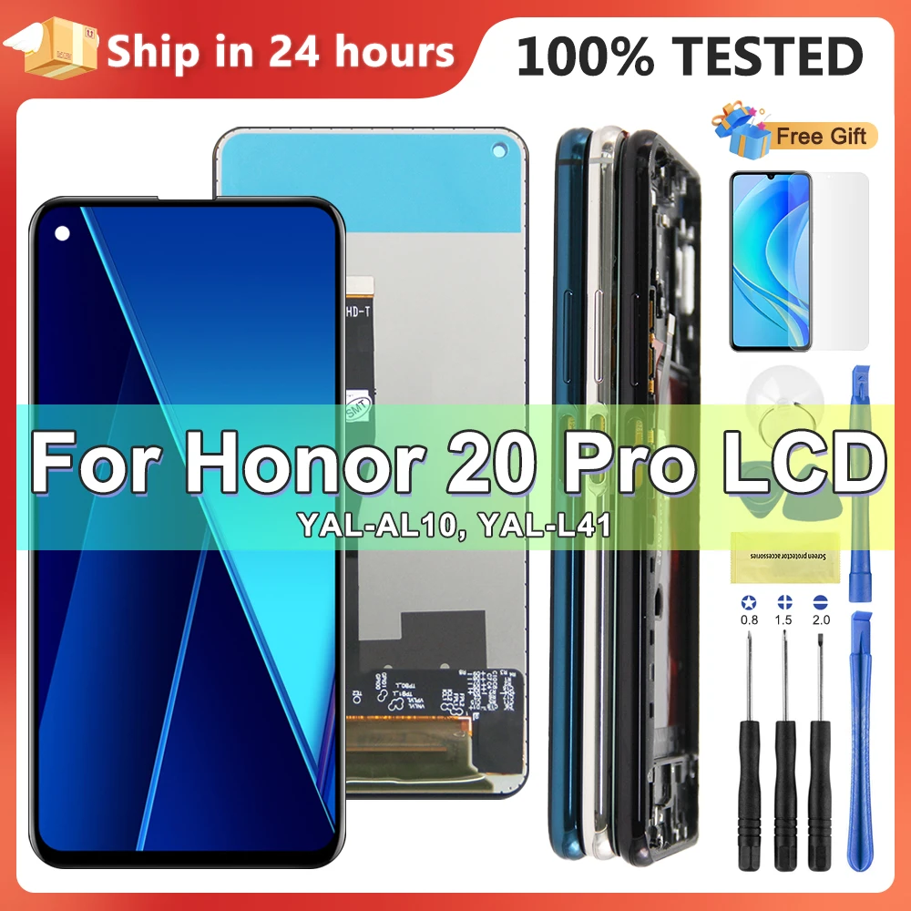 

6.26'' Original for Honor 20 Pro Screen with Frame, LCD Touch Screen Digitizer Assembly for YAL-L21 YAL-L41 LCD Replacement