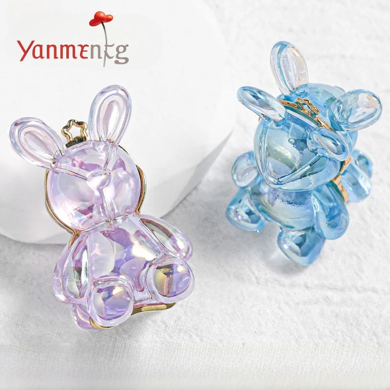 

High Quality 1pcs Transparent Double-Sided Rabbit Alloy Pendant,For Jewelry Making Mobile Phone Chain Keychain DIY Accessories