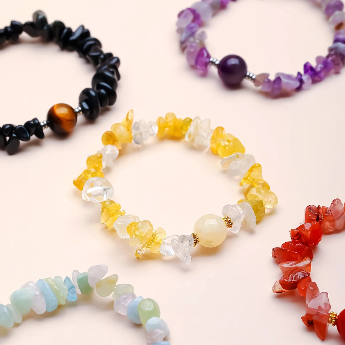 Natural Stone Amethyst Agate Quartz Irregular Gravel Bead Bracelet Women Men Fashion Reiki Healing Elastic Bracelet Jewelry Gift