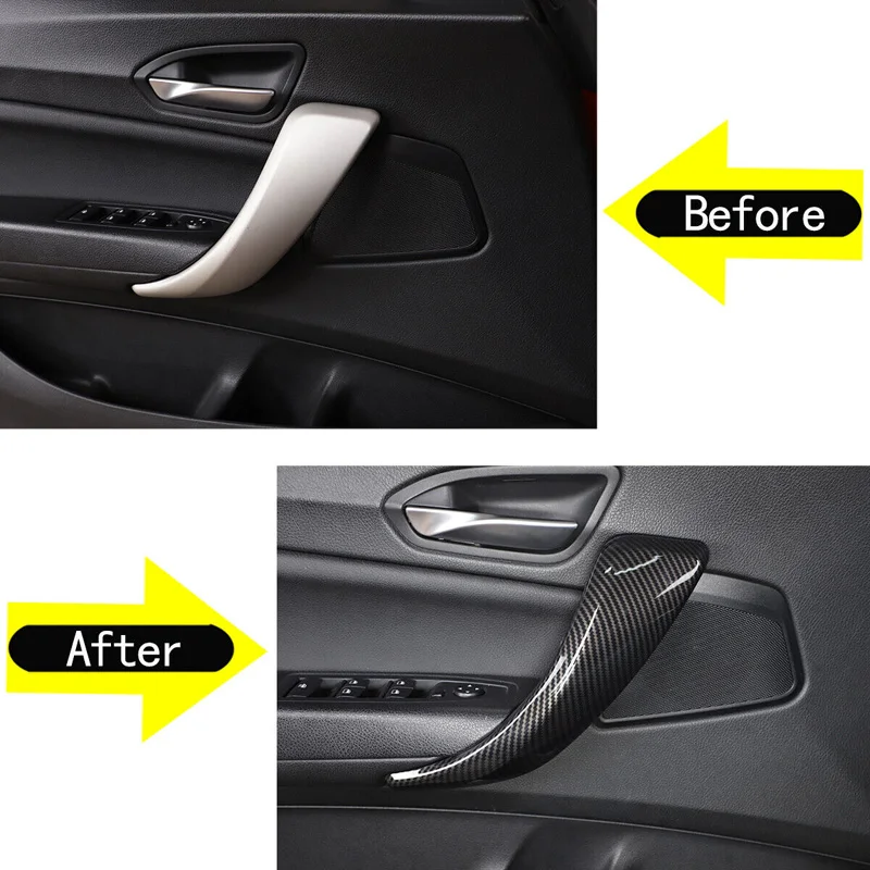 2Pcs/4Pcs For BMW 1 2 Series F20 F21 F22 F23 Carbon Fiber Style Interior Door Handle Panel Pull Trim Cover Left & Right Side