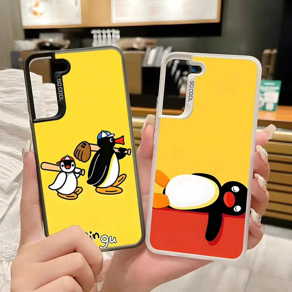 P-PinguES Phone Case For Samsung A57 A37 A17 A15 A35 A33 A34 A51 A52 A53 A05 Silver White Mobile Case