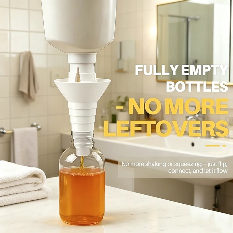 Portable Liquid Transfer Funnel, Universal Filling Funnel Apparatus For Bulk Bottles & Cans, No Waste-Bottle Emptying Kit