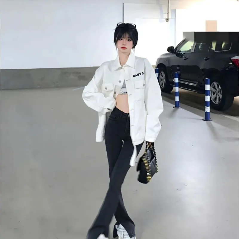 

Vintage Denim Jacket Women's Outwear New Spring Autumn Loose Casual Joker Jeans Jackets Fashion Stitching Denim Coat Streetwear