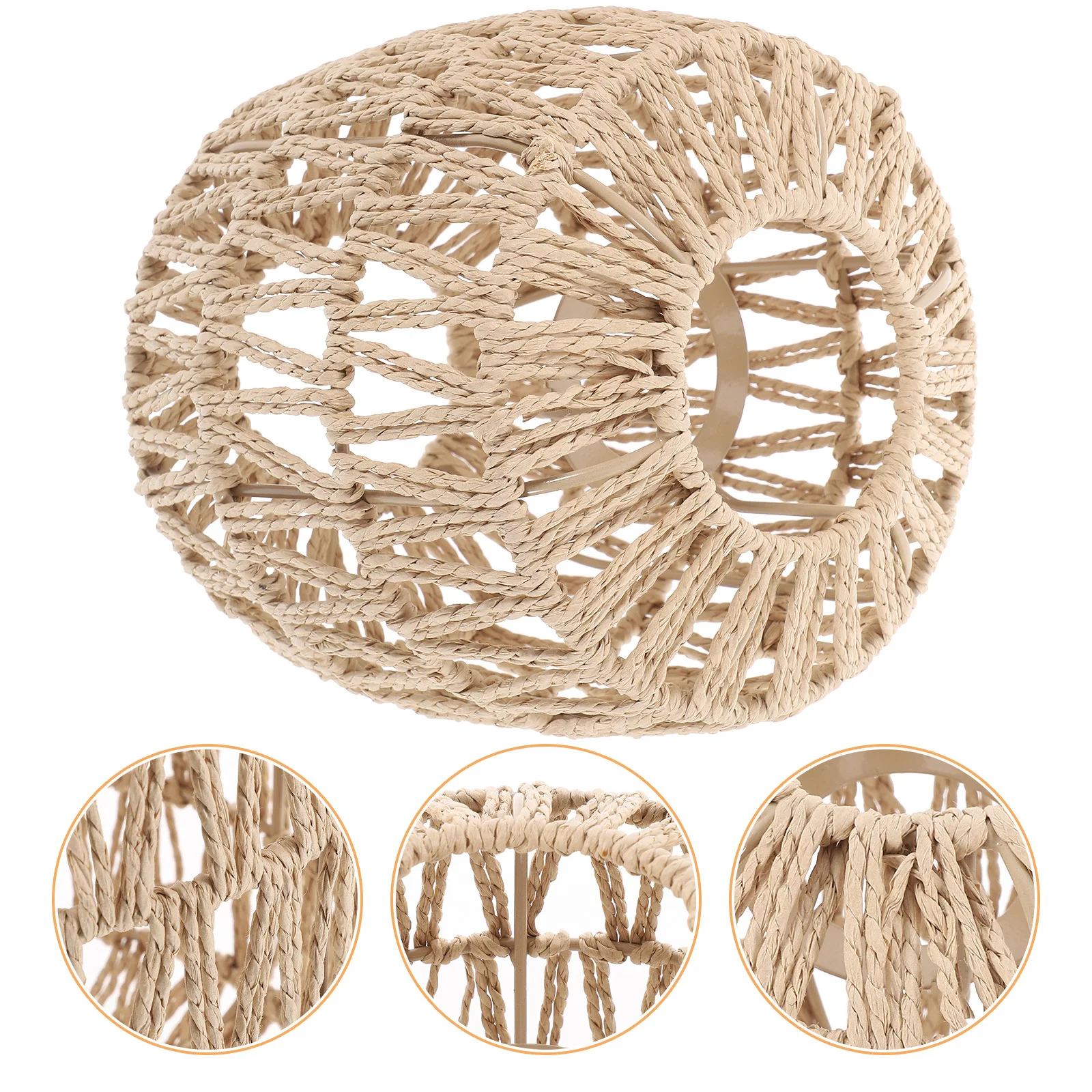 

Imitation Rattan Lamp Shade Premium Paper Rope Woven Vintage Light Cover For Home Dining Kitchen Decor Chandelier Reusable