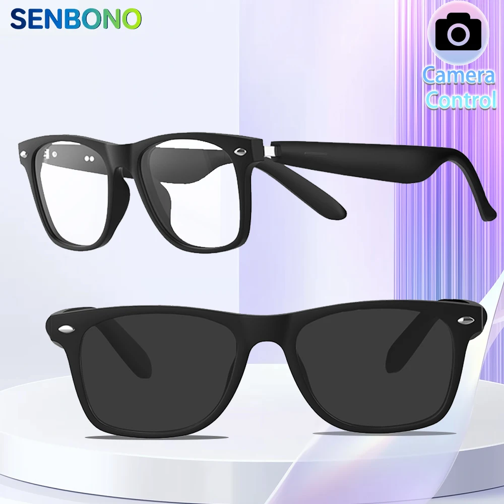 

Умные очки SENBONO, управление камерой, Bluetooth-вызов, управление музыкой, открытый дизайн для прослушивания, поляризационные линзы, умные солнцезащитные очки