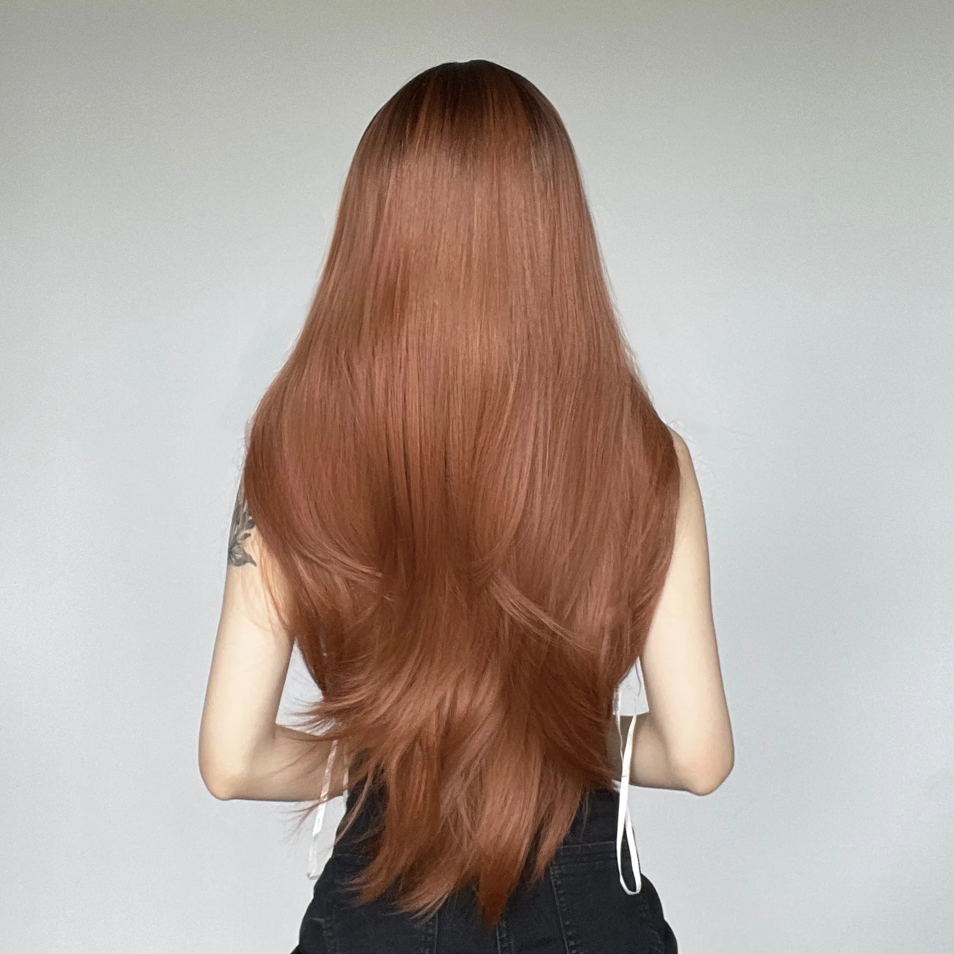 باروكة رأس نسائية كاملة مع غرة، إبزيم داخلي صغير مجعد، شعر مستعار يومي للصباغة