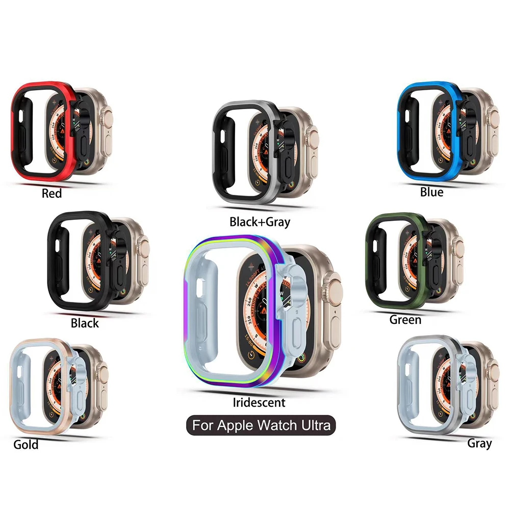 Shockproof TPU Bumper Aluminum Protective Case Cover for Apple Watch Ultra 49mm Series 9 8 7 6 5 4 45mm 44mm 41mm 40mm