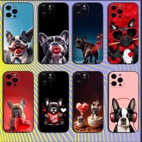 Dog Funny French Bulldog Phone Case For iPhone 16,15,14,13,12,11,Pro,X,XS,Max,XR,Plus,Mini Soft Black Cover