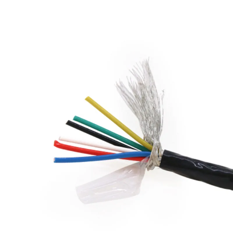 1/5M Black Multicore PTFE Shielded Wire Sq 0.15 0.2 0.35 0.5 0.75 High Purity OFC Copper Tinned Wires 1 2 3 4 5 6 Cores