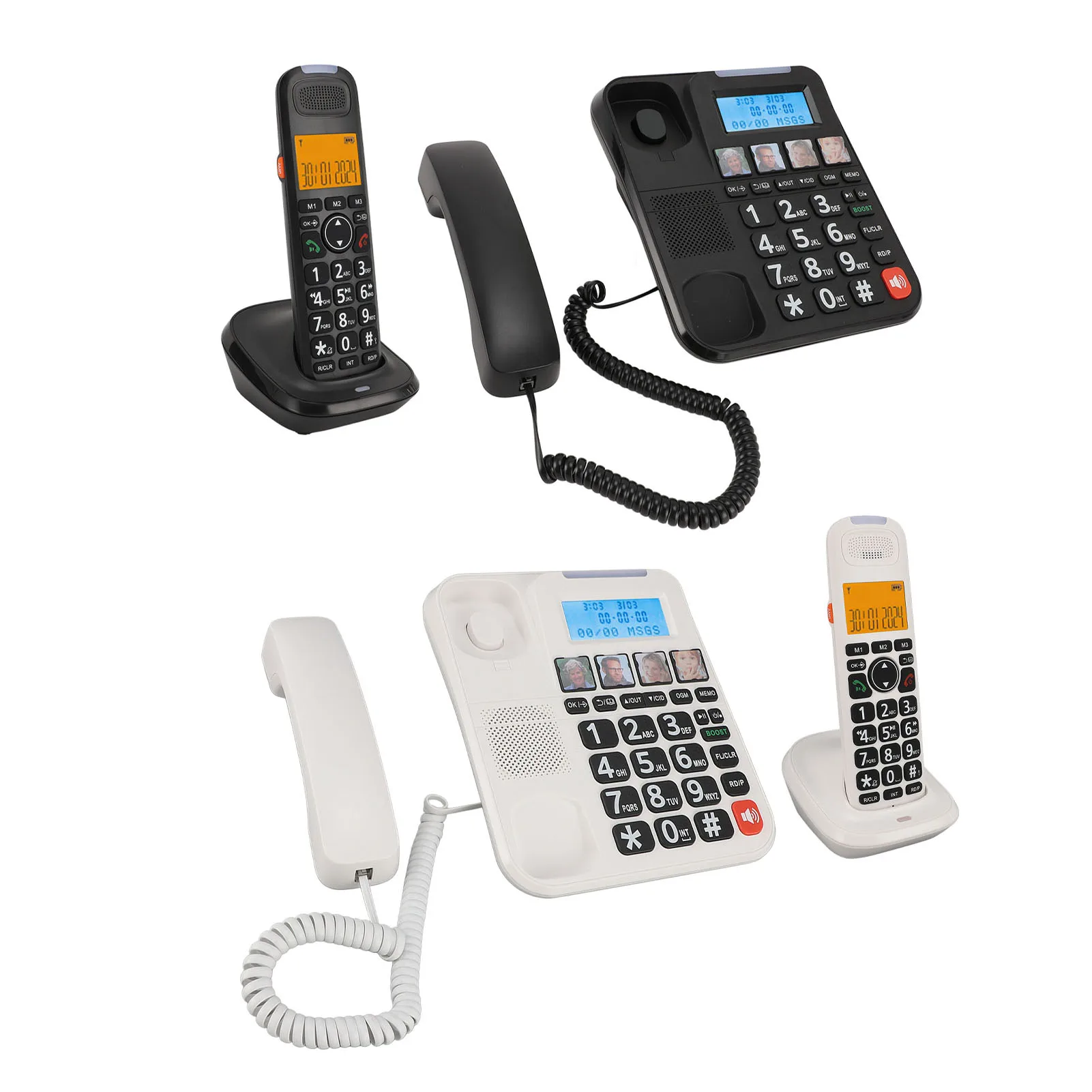 Corded and Cordless Phone 2in Screen Expandable Big Button with Answering Machine Call Blocking Photo Dial Bilingual Caller ID