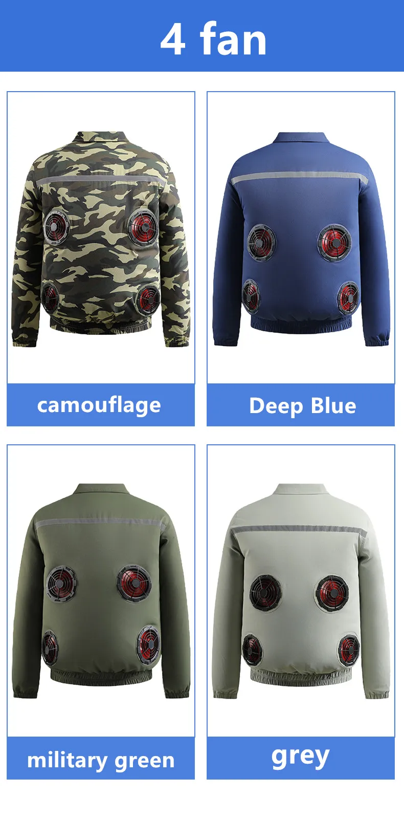 Neue lockere Sommerjacke mit Ventilator zur Schutz vor Hitzeschlag für Herren, kühlende Jacke für Arbeiten auf Baustellen im Freien (ohne Powerbank) – Detail 20