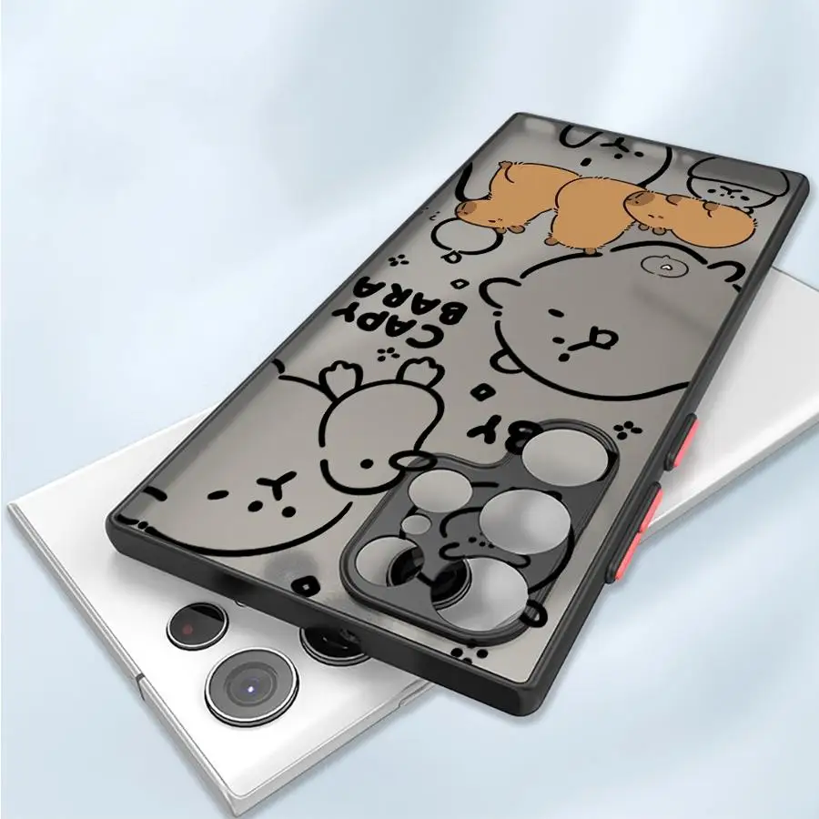 حافظة بحافة سوداء لهاتف سامسونج جالاكسي S10 S9 S22 Plus S25 Edge S24 FE S21 S20 S23 Ultra Cartoon Capybara #3