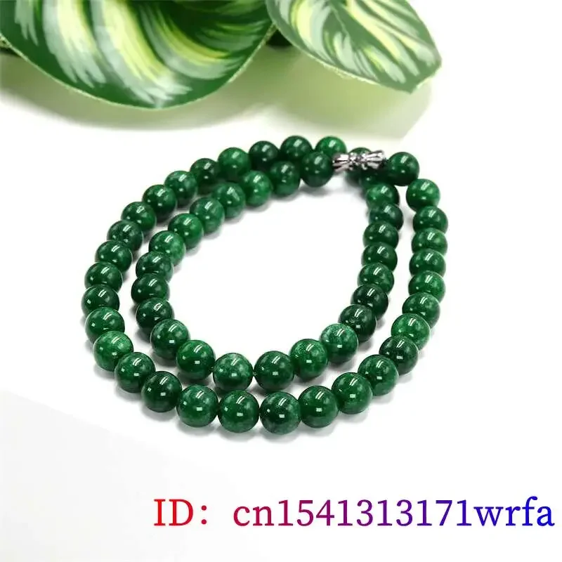 Green Real Jade Beads Necklace Gifts for Women Men Beaded Jadeite Gift Amulet Natural Jewelry Charm Fashion Energy Gemstone