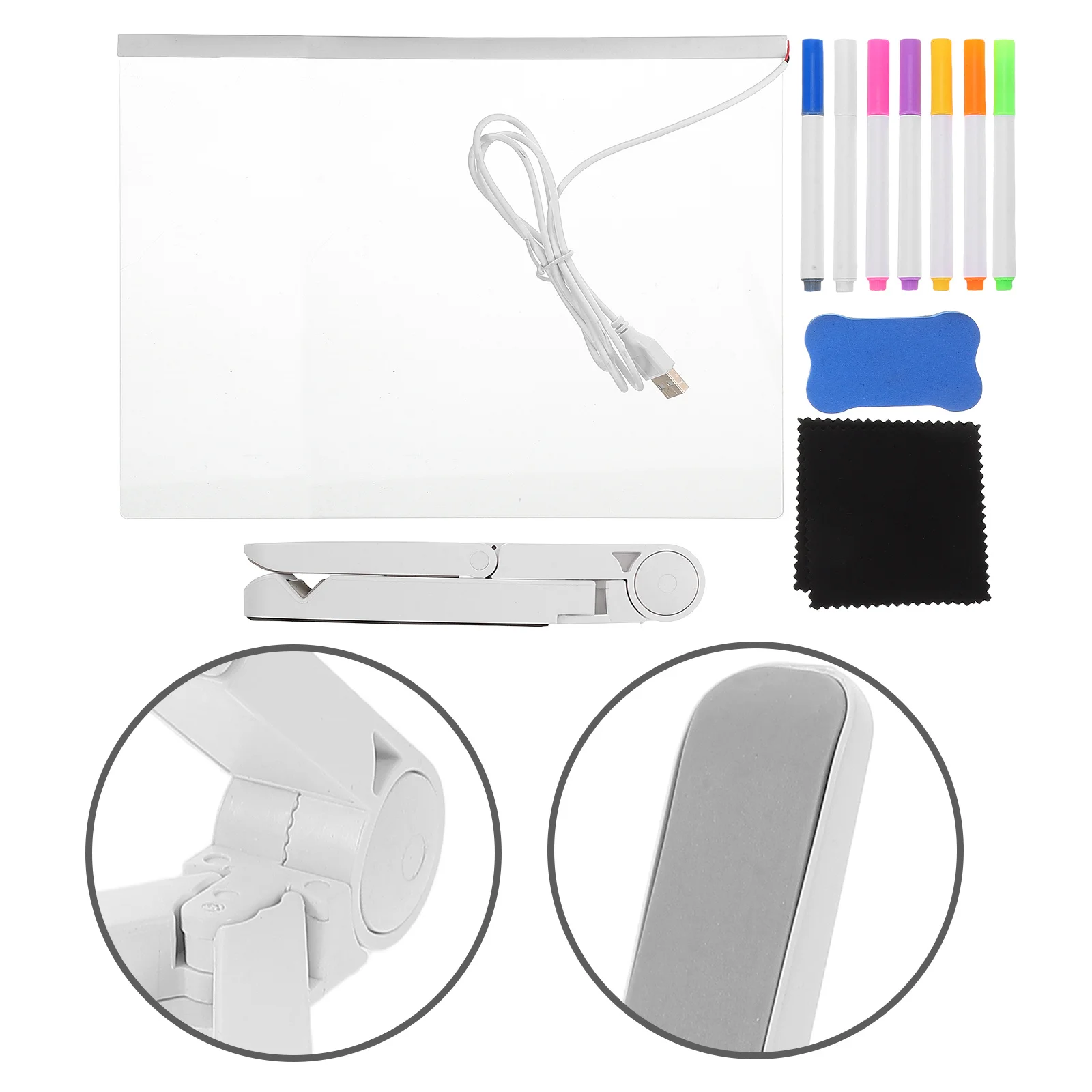 

1 Set Clear Acrylic Led Message With Stand Light-Up Drawing Writing Tablet For Home Office Kids Note Board Luminous Dry Erase