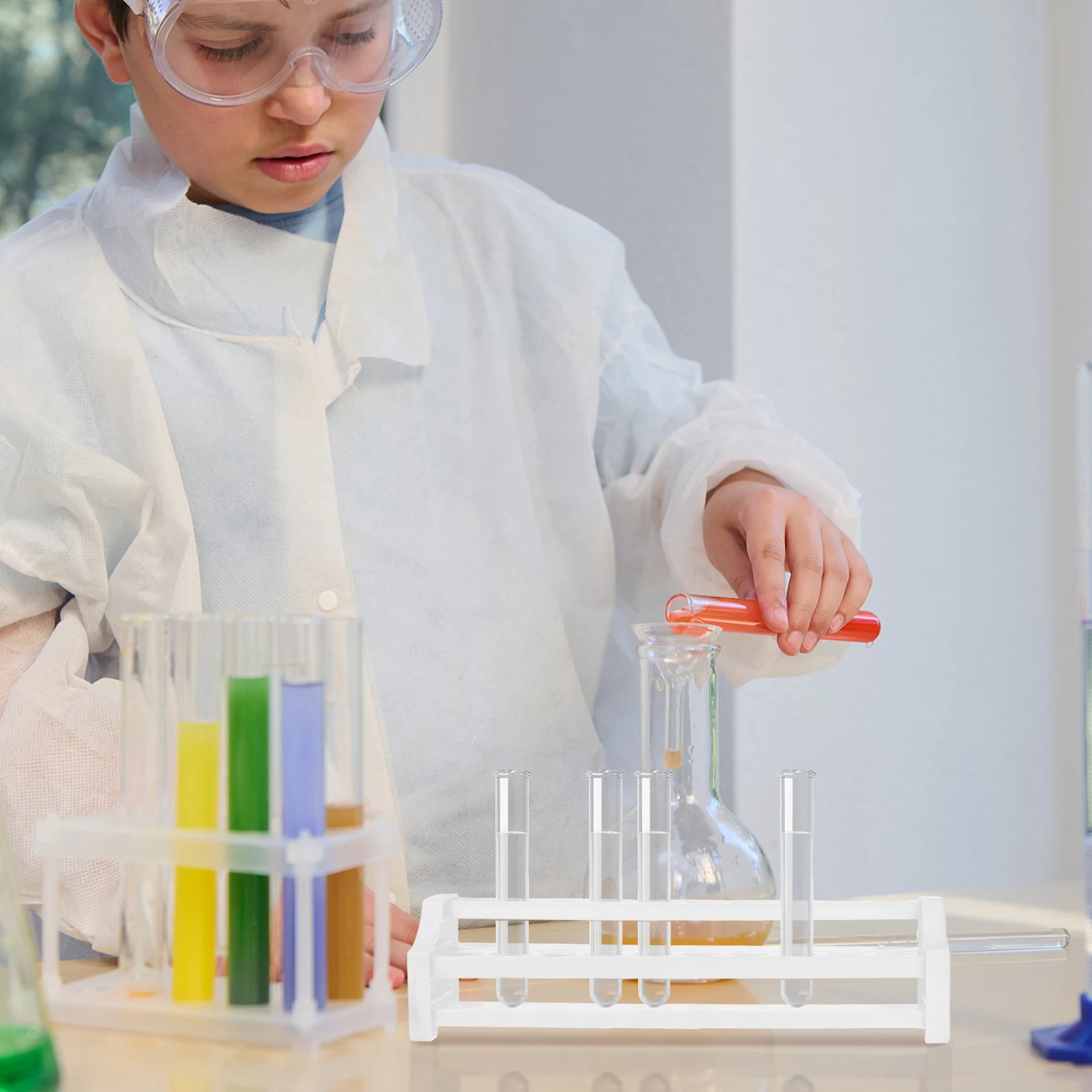 

20-Hole Plastic Test Tube Rack Detachable Lab Stand For Biology Pipette Holder Specimen Storage Organizer