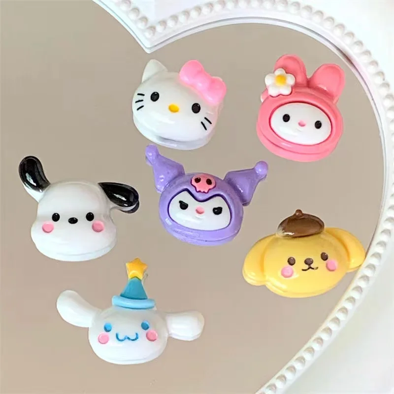6Pcs/lots Hello Kitty Kuromi Diy 3D Mobile Phone Stickers Creative Cartoon Handmade Phone Case Resin Decorative Patches